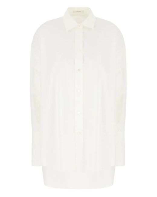 The Row White Ment Button-Down Cotton Shirt