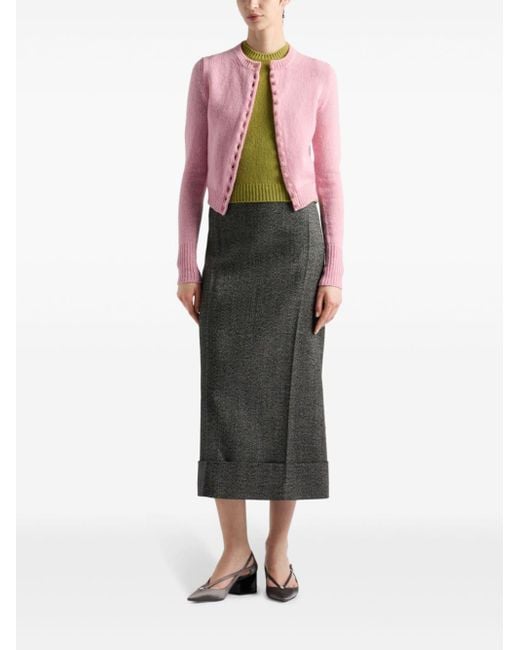 Prada LongSleeve Cashmere Knit Cardigan in Pink Lyst
