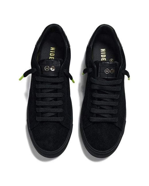 HIDE & JACK Black Oil Suede Sneakers