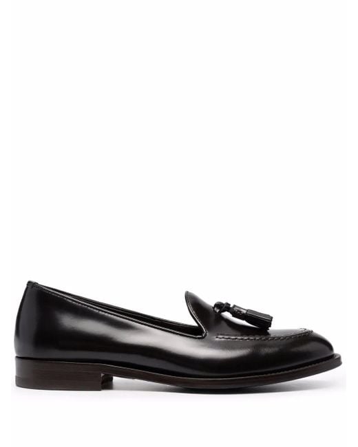 Scarosso Black Sienna Tassel-Embellished Leather Loafers