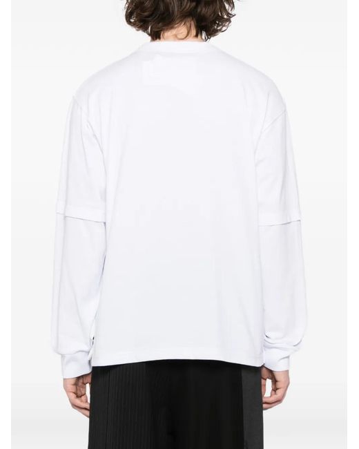 Sacai White Cotton Layered T-Shirt for men