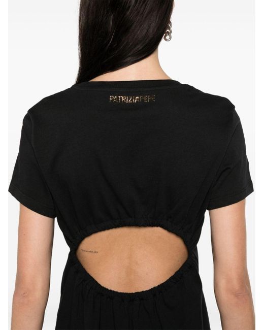 Patrizia Pepe T-shirt Met Uitgesneden Detail in het Black