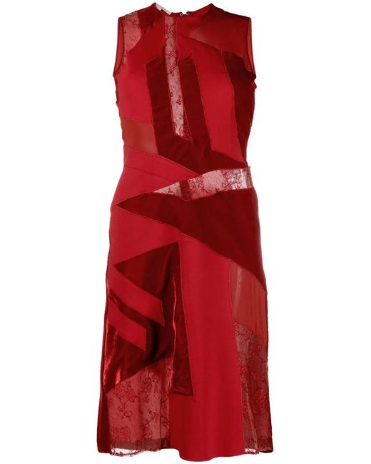 Stella McCartney Red Patchwork Sleeveless Dress