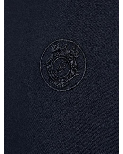 Brioni Blue Logo-Embroidered T-Shirt for men