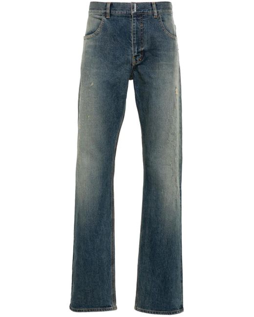 Givenchy Gerade Distressed-Jeans Mit Logo-Schild in Blue für Herren