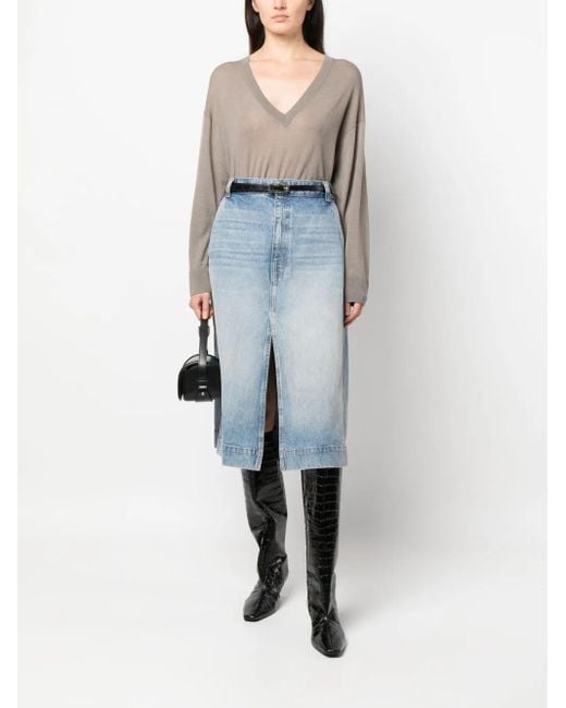 IRO Brown Fine-Knit V-Neck Jumper