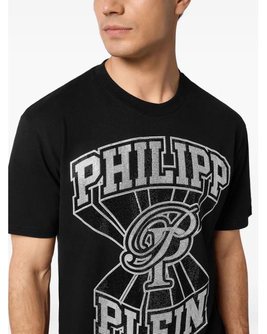 T-Shirt À Logo Strassé Philipp Plein pour homme en coloris Black