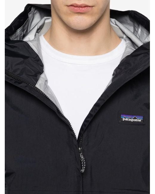 Patagonia Black Logo-Patch Hooded Jacket for men