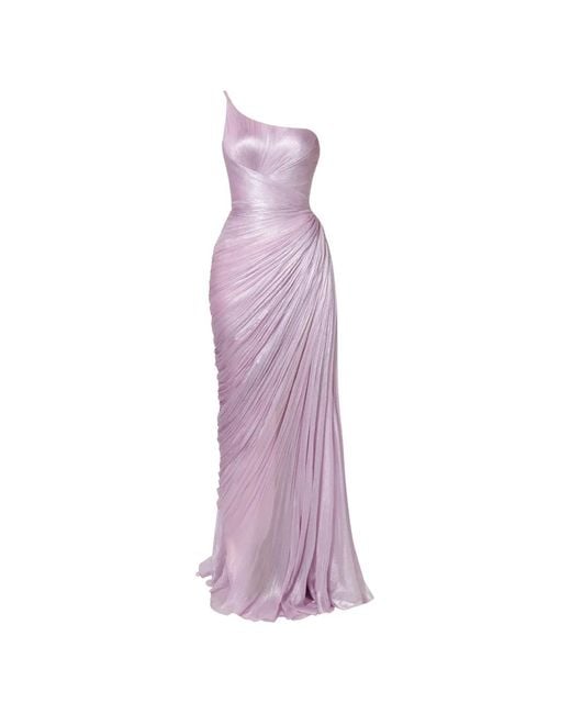 IRIS SERBAN Purple Penelope One-Shoulder Draped Gown