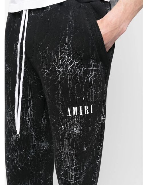 Amiri Black Cracked Dye Logo Sweatpants For for men