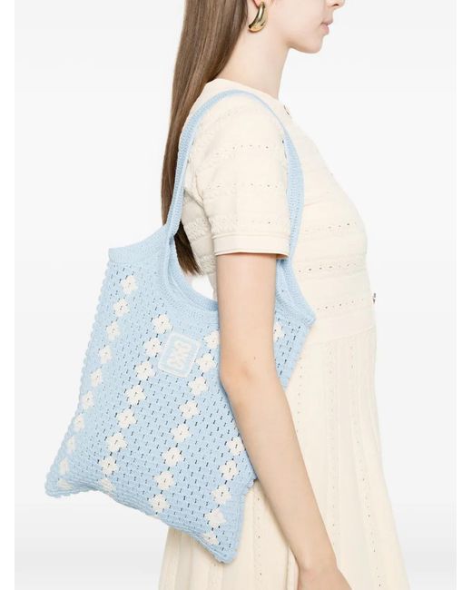 Sandro Blue Crocheted Shoulder Bag