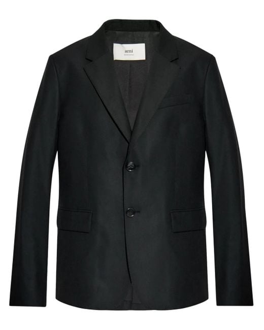 AMI Black Wool Single-Breasted Blazer for men