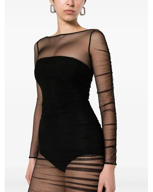 Maison Close Gray Nuit Fauve Long-Sleeve Midi Dress