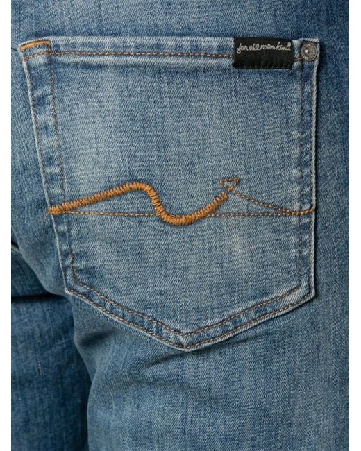 7 For All Mankind Blue Slimmy Mid-rise Tapered Jeans for men