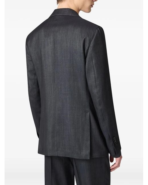 Lardini Black Single-Breasted Denim-Effect Blazer for men