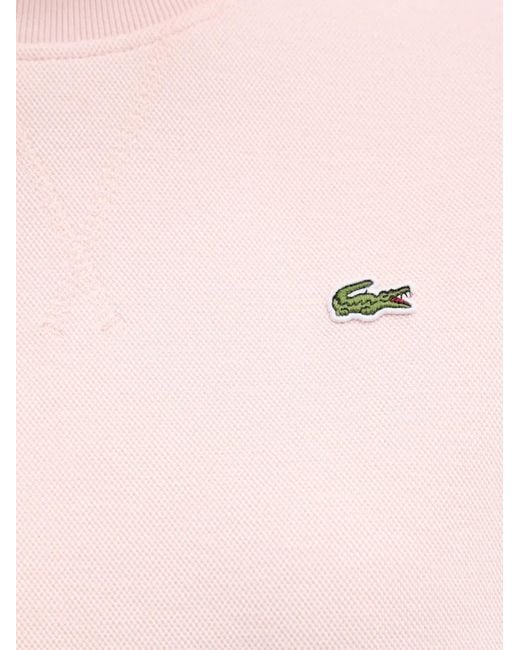 Lacoste Pink Gerippter Pullover Mit Logo-Patch