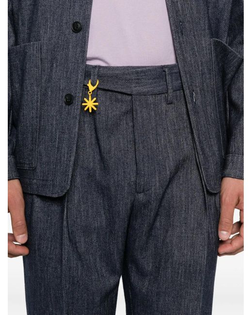 Manuel Ritz Blue Wool-Blend Trousers for men