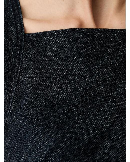 Benetton Black Square-Neck Denim Midi Dress