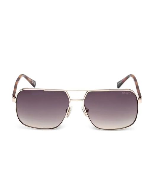 GUESS EYEWEAR Purple Double-Bridge Pilot-Frame Sunglasses for men
