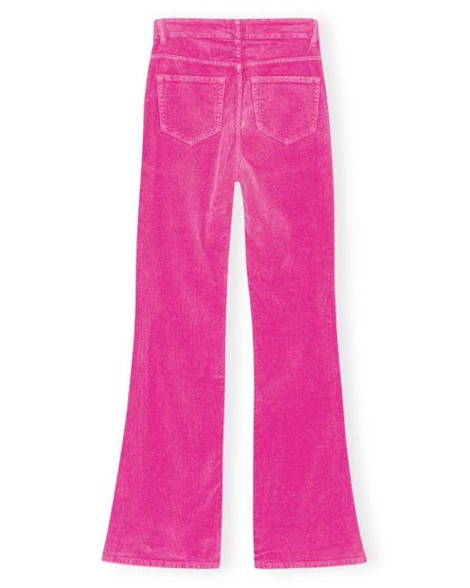 Ganni Pink Ausgestellte Cordhose aus Bio-Baumwolle