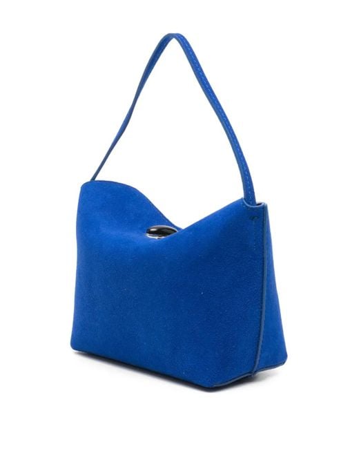 Christopher Esber Blue Mini Turn-Lock Suede Tote Bag