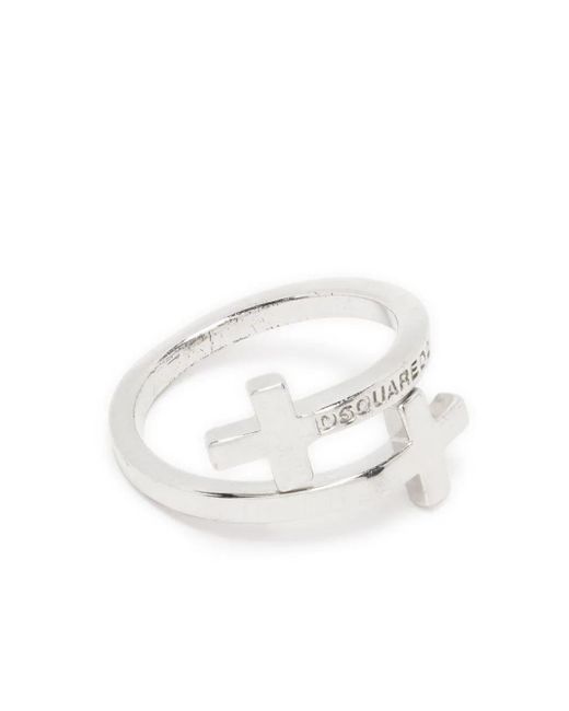 DSquared² White Logo-Engraved Wrap Ring for men
