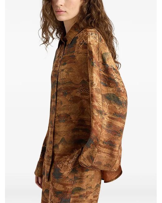 Momoní Brown Jacquard Button Shirt