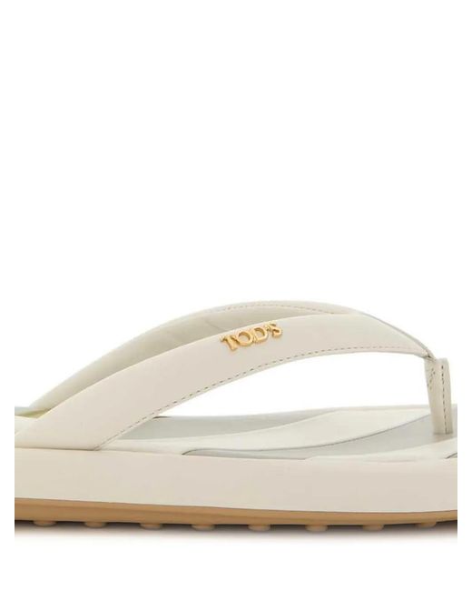 Tod's White Logo-Plaque Flip-Flops