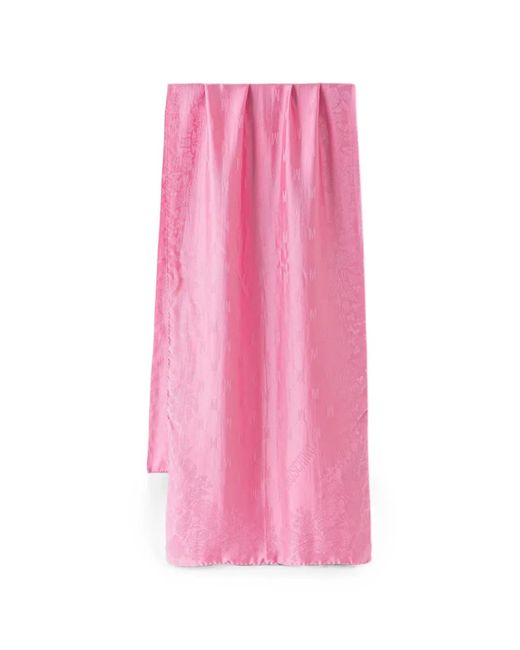 Moschino Pink Jacquard-Logo Floral-Jacquard Silk Scarf