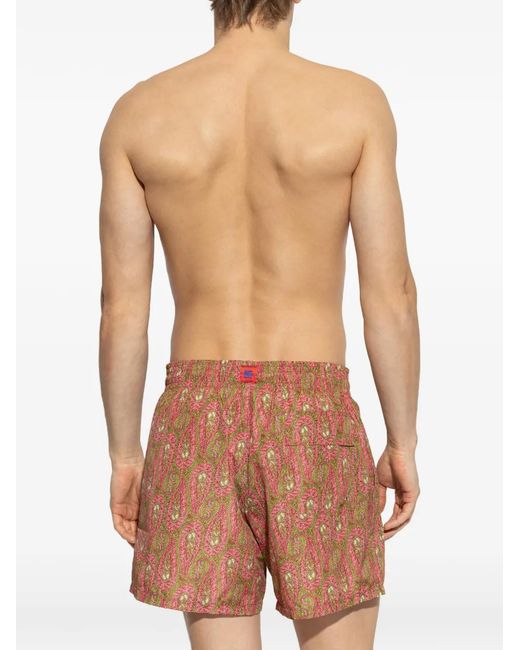 Etro Pink Paisley-Print Swim Shorts for men