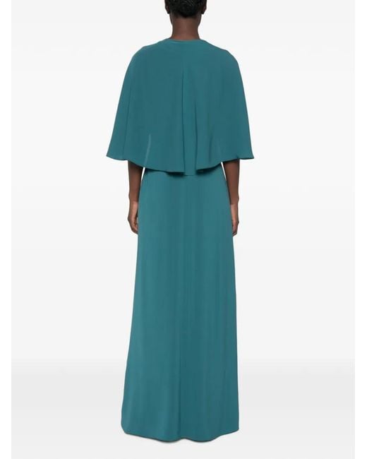 Max Mara Green Cape-Effect-Tone-Detail Maxi Dress