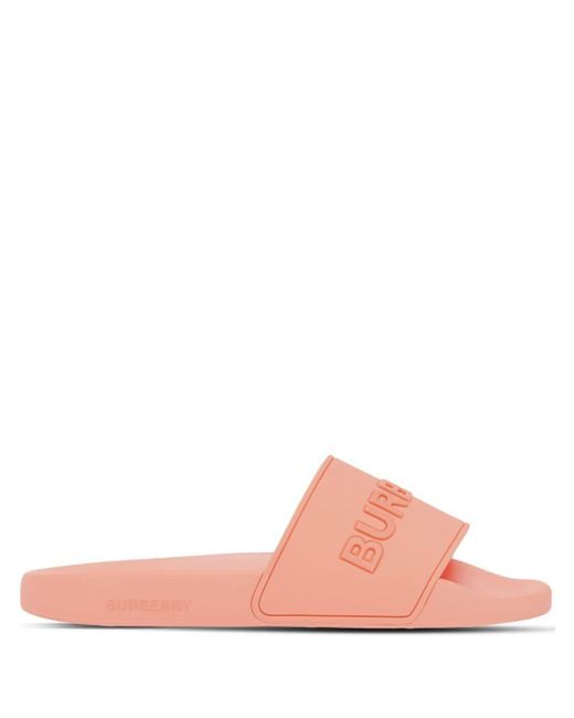 Burberry Rubber Embossed Logo Slides in Pink | Lyst