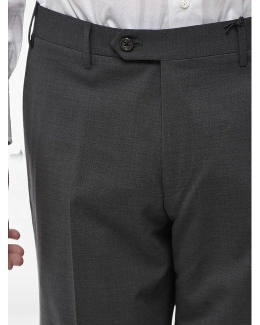 Corneliani Black Belt-Loop Virgin-Wool Trousers for men