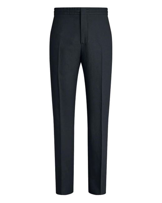 Zegna Blue Elastic-Waist Trousers for men