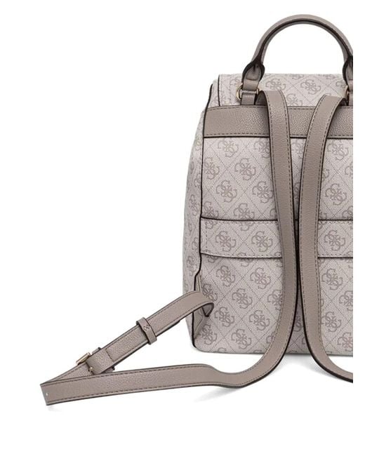 Guess Gray Manhattan Monogram Flap Backpack