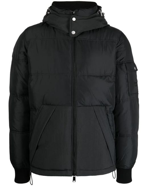 Alpha Tauri Black Hooded Padded Jacket for men