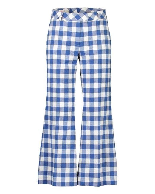 Maison Common Blue Flared Seersucker Trousers