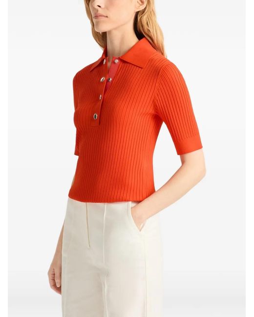 Fusalp Red Vera Ribbed Polo Top