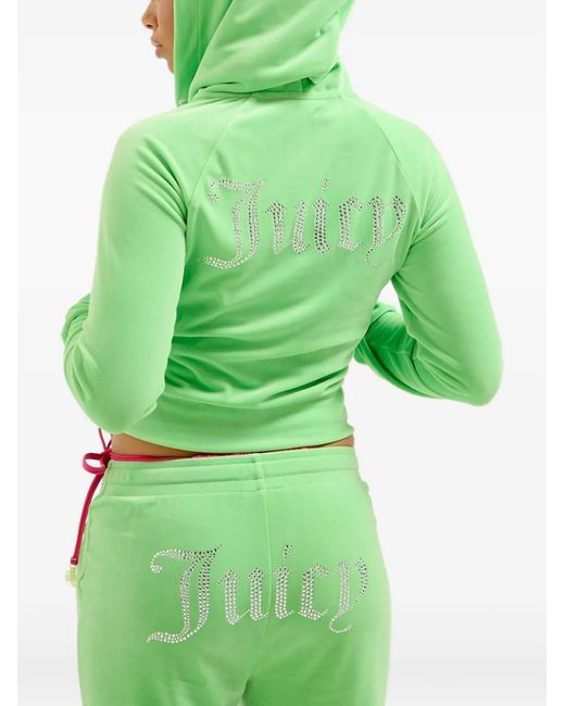 Juicy Couture Green Diamanté Velour Hoodie