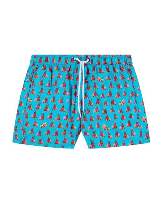 メンズ Sundek X Pelo Foundation ドッグプリント トランクス水着 Blue