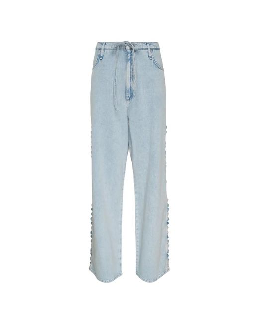 Rag & Bone Blue Phoebe Drawstring-Waist Jeans