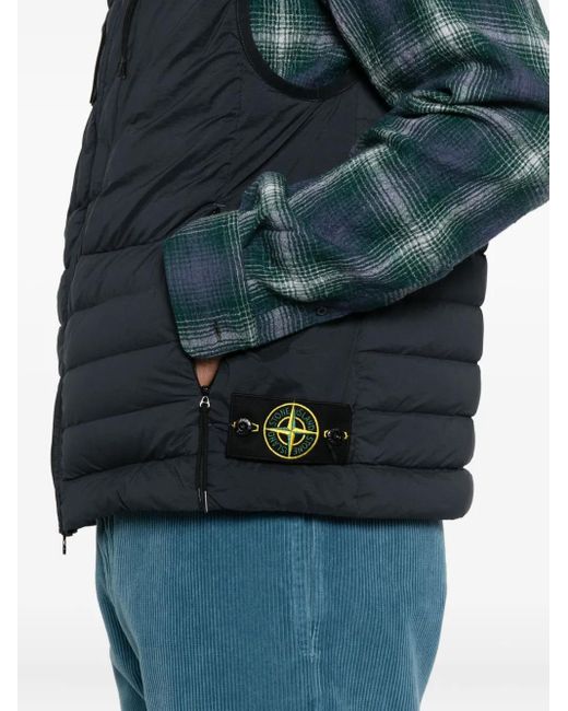Stone Island Black Zip Quilted Jacket for men