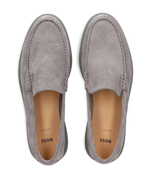 Boss Gray Suede Loafers for men