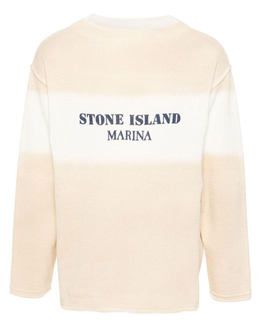 Pull en coton à logo imprimé Stone Island pour homme en coloris Natural