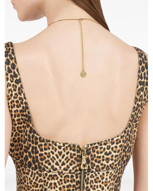 Roberto Cavalli Natural Leopard-Print Frayed Dress
