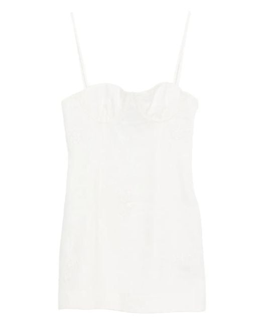 Sir White Embroidered Spaghetti-Strap Mini Dress