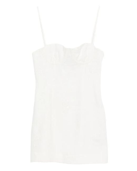 Sir White Embroidered Spaghetti-Strap Mini Dress