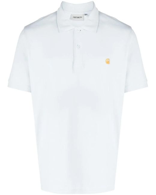 Carhartt White Embroidered-Logo Polo Shirt for men