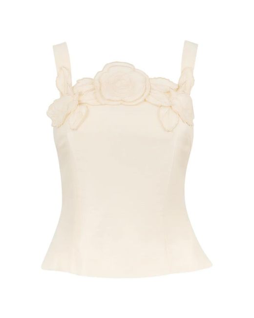 LEO LIN White Isadora Bust-Appliqué Top