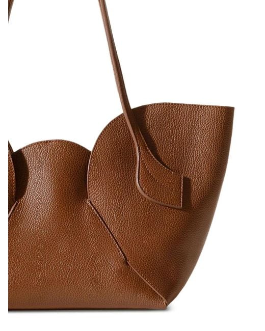 Hereu Brown Sepal Round-profile Calfskin Shoulder Bag